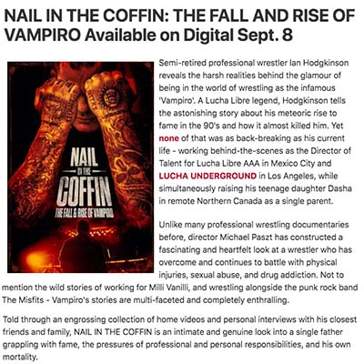 NAIL IN THE COFFIN: THE FALL AND RISE OF VAMPIRO Available on Digital Sept. 8